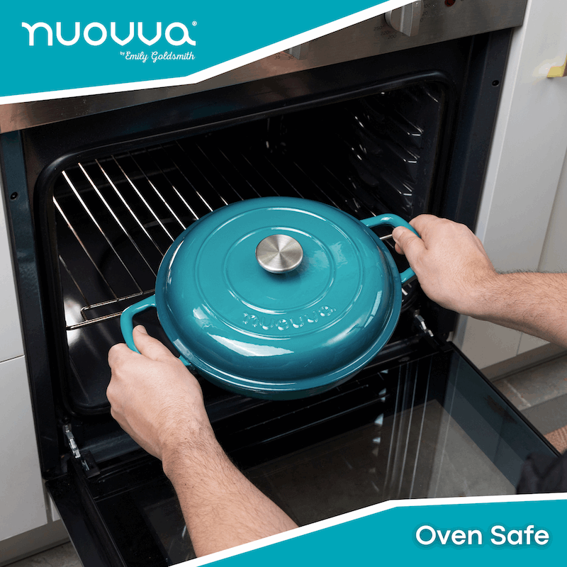 Shallow Enamelled Cast Iron Dutch Oven Casserole Pot (30cm & 32cm), Nuovva