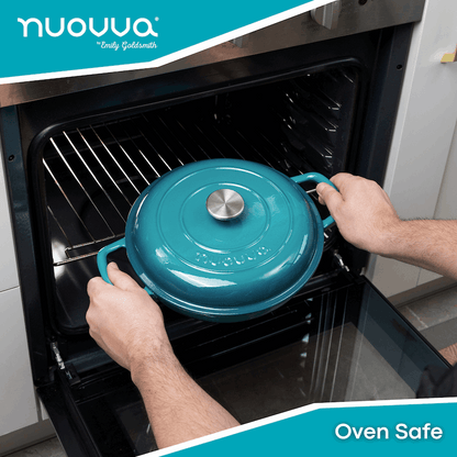 Shallow Enamelled Cast Iron Dutch Oven Casserole Pot (30cm & 32cm), Nuovva
