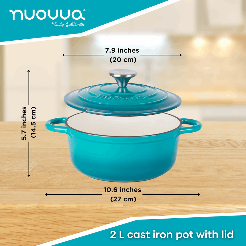 Enamelled Cast Iron Dutch Oven Casserole Pot (22cm, 24cm, 28cm & 30cm), Nuovva