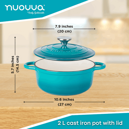 Enamelled Cast Iron Dutch Oven Casserole Pot (22cm, 24cm, 28cm & 30cm), Nuovva