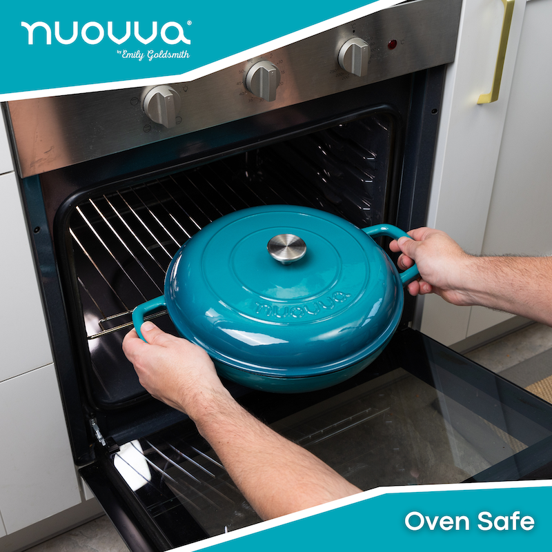 Shallow Enamelled Cast Iron Dutch Oven Casserole Pot (30cm & 32cm), Nuovva