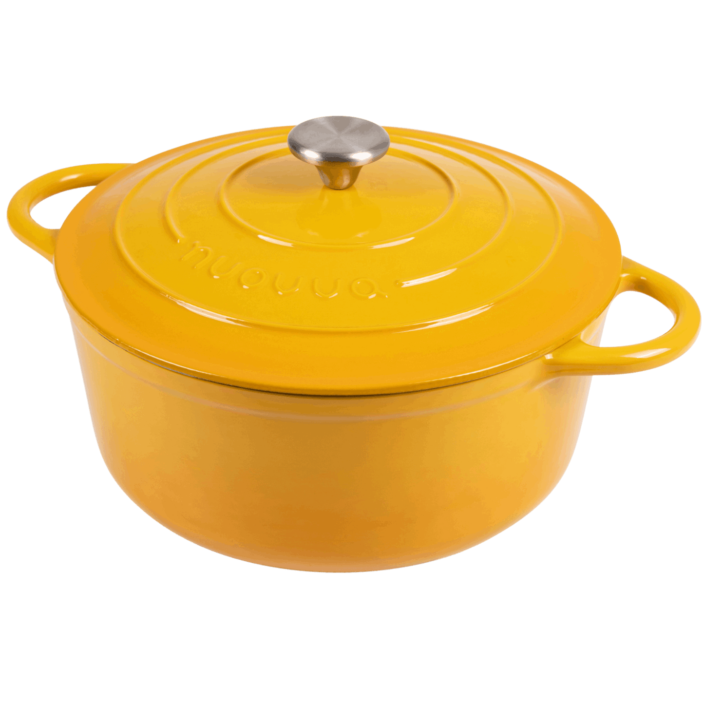 28cm Enamelled Cast Iron Dutch Oven Casserole Pot – 6L, Yellow, Nuovva