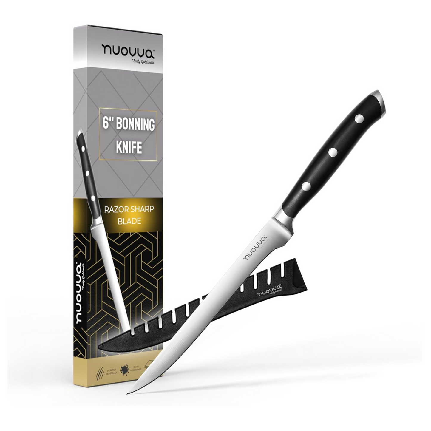 6-Inch High Carbon Stainless Steel Boning Knife, Nuovva