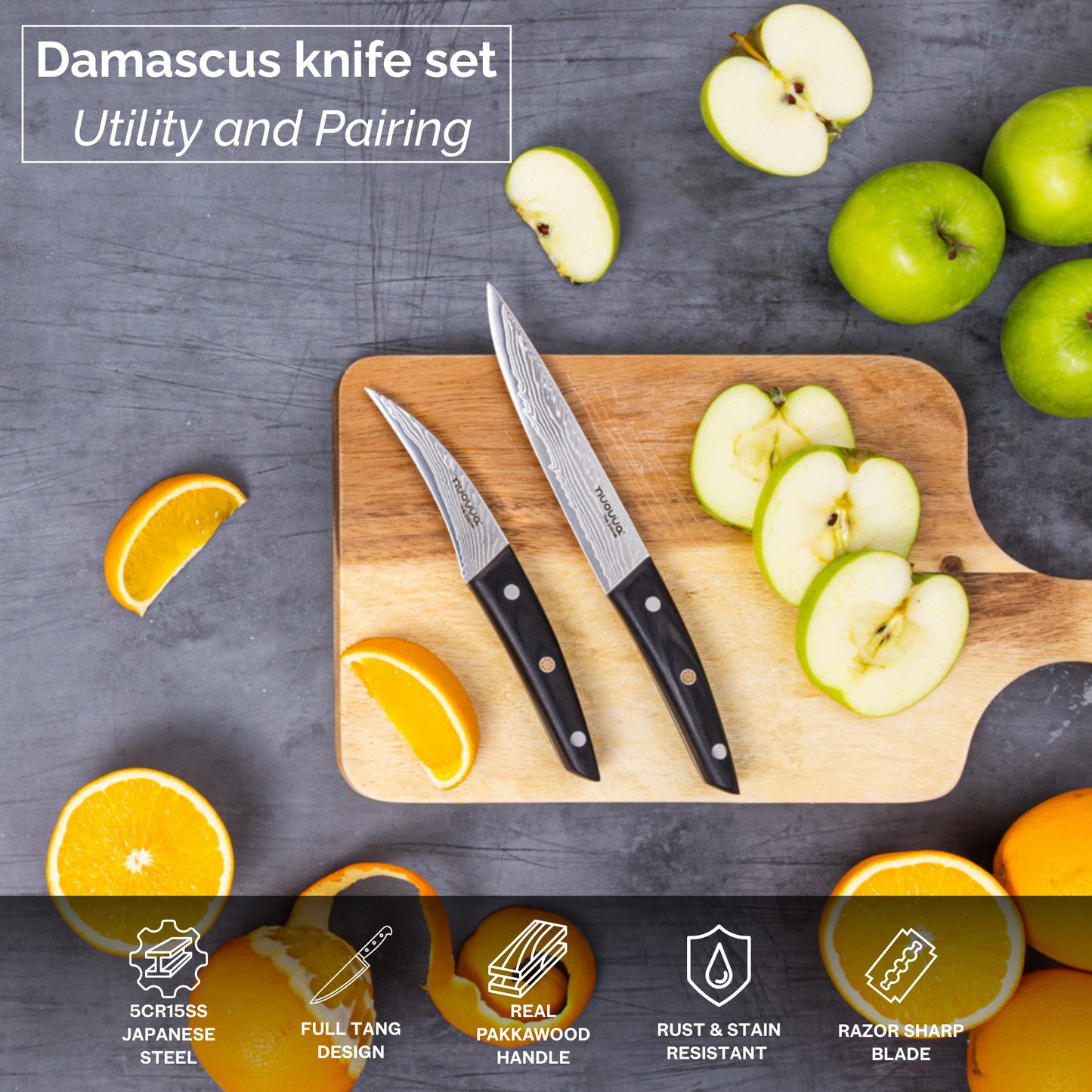 67-Layer Japanese Damascus-Style Kitchen Knives (Single Knives & Sets), Nuovva