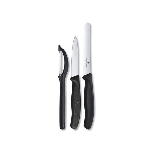 3 pcs Victorinox Steel Paring Knife Set Silver/Black, by Victrorinox