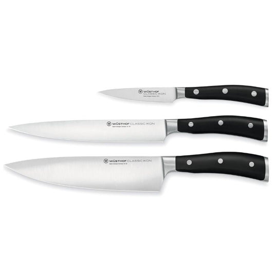 Wüsthof Classic Ikon 3-Piece Knife Set  |Black| (WU9601)