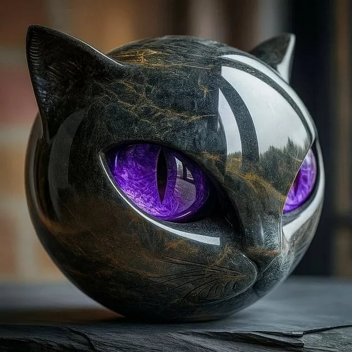 Essantials | NoirCat Sculpture – Black Cat Head with Hypnotic Eyes