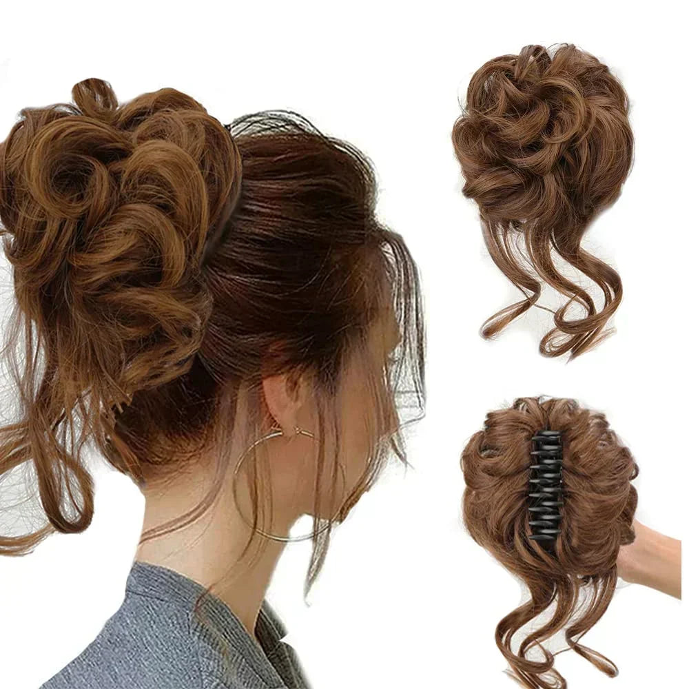essantials | Curly Hair Bun – Clip-in Hair Piece with Volume and Natural Look