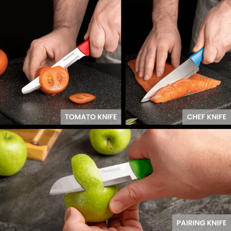 3-Piece Stainless Steel Non-Stick Kitchen Knife Set, Nuovva