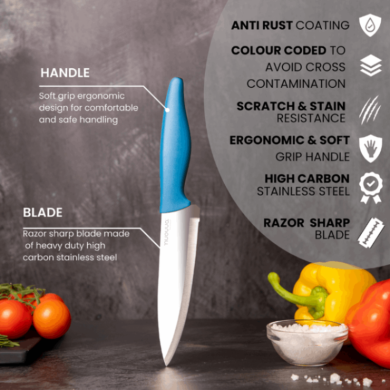 3-Piece Stainless Steel Non-Stick Kitchen Knife Set, Nuovva