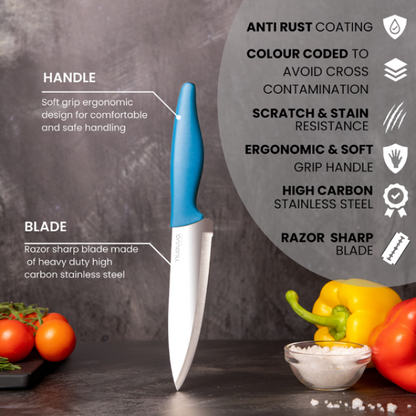 3-Piece Grey Stainless Steel Non-Stick Kitchen Knife Set, Nuovva