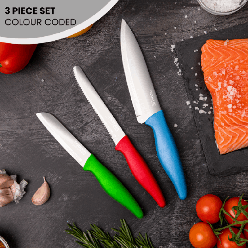 3-Piece Stainless Steel Non-Stick Kitchen Knife Set, Nuovva