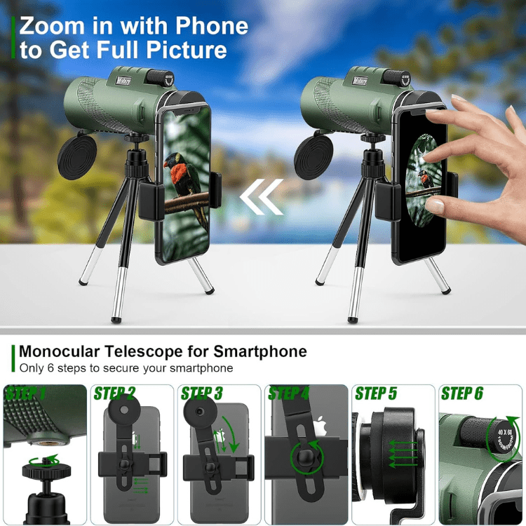 Essantials | Compact  Ultra-Zoom Monocular | HD Lens, Lightweight & Perfect for Hiking, Birdwatching, and Sports Events
