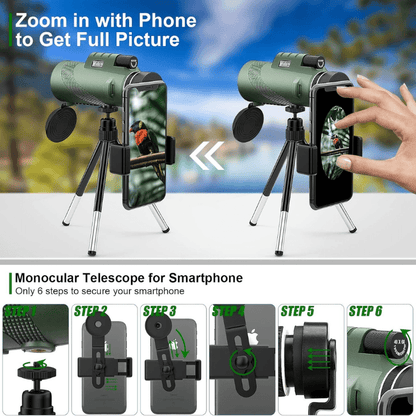 Essantials | Compact  Ultra-Zoom Monocular | HD Lens, Lightweight & Perfect for Hiking, Birdwatching, and Sports Events