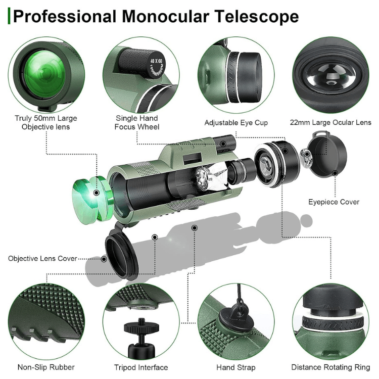 Essantials | Compact  Ultra-Zoom Monocular | HD Lens, Lightweight & Perfect for Hiking, Birdwatching, and Sports Events