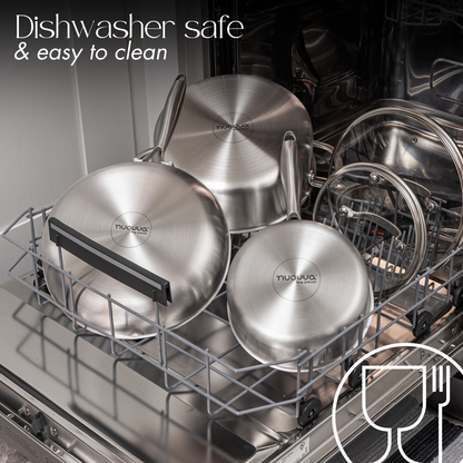 5-Piece Stainless Steel Cookware Set with Glass Lids, Nuovva