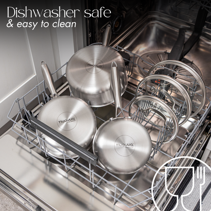 6-Piece Stainless Steel Saucepan Set with Glass Lids, Nuovva