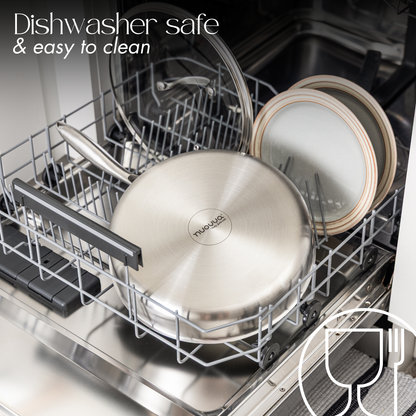 28cm Stainless Steel Sauté Pan with Glass Lid, Nuovva