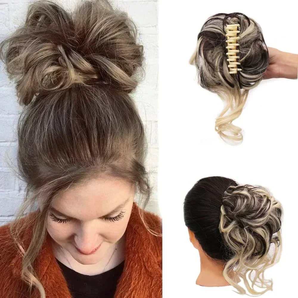 essantials | Curly Hair Bun – Clip-in Hair Piece with Volume and Natural Look