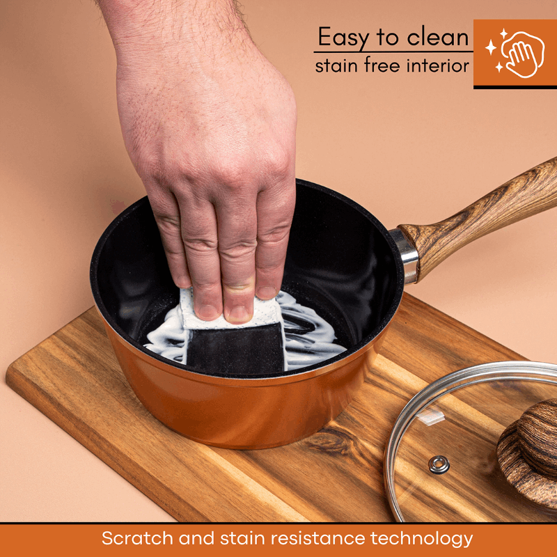 Non-Stick Saucepan with Lid (Multiple Sizes & Multiple Colours) by Nuovva