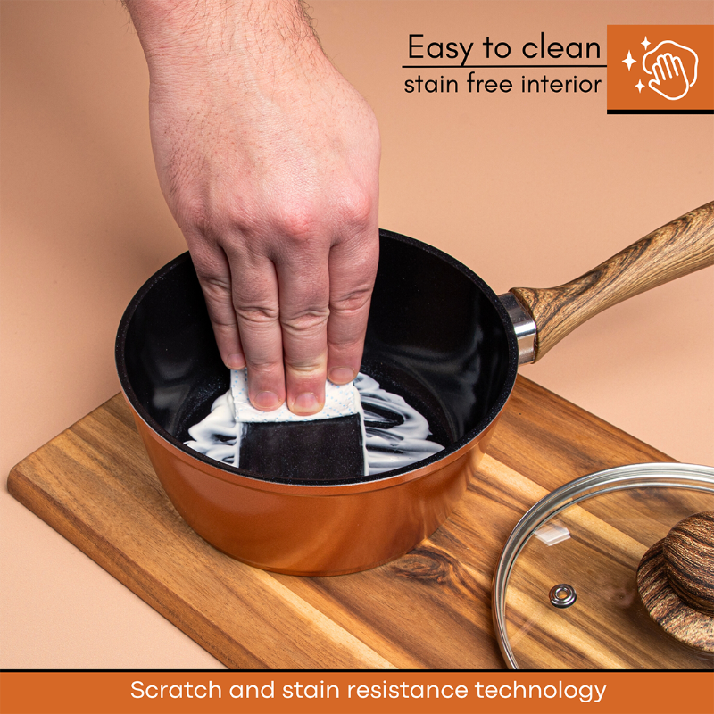 Marble Granite Non-Stick Saucepan Set with Glass Lids (2-Piece / 3-Piece), Nuovva