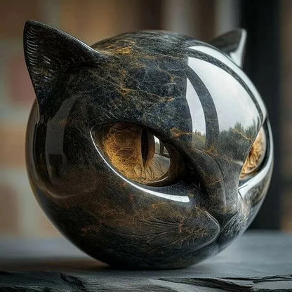 Essantials | NoirCat Sculpture – Black Cat Head with Hypnotic Eyes