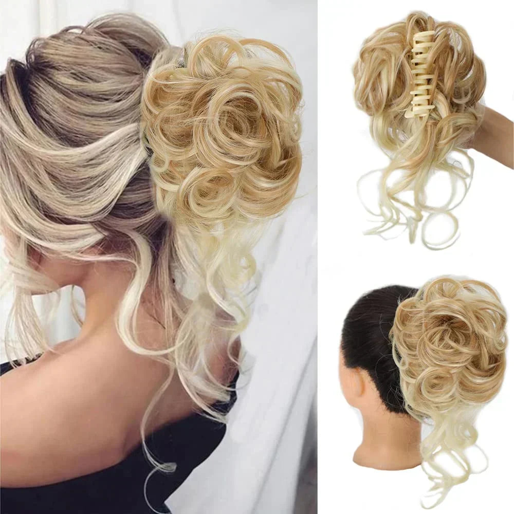essantials | Curly Hair Bun – Clip-in Hair Piece with Volume and Natural Look