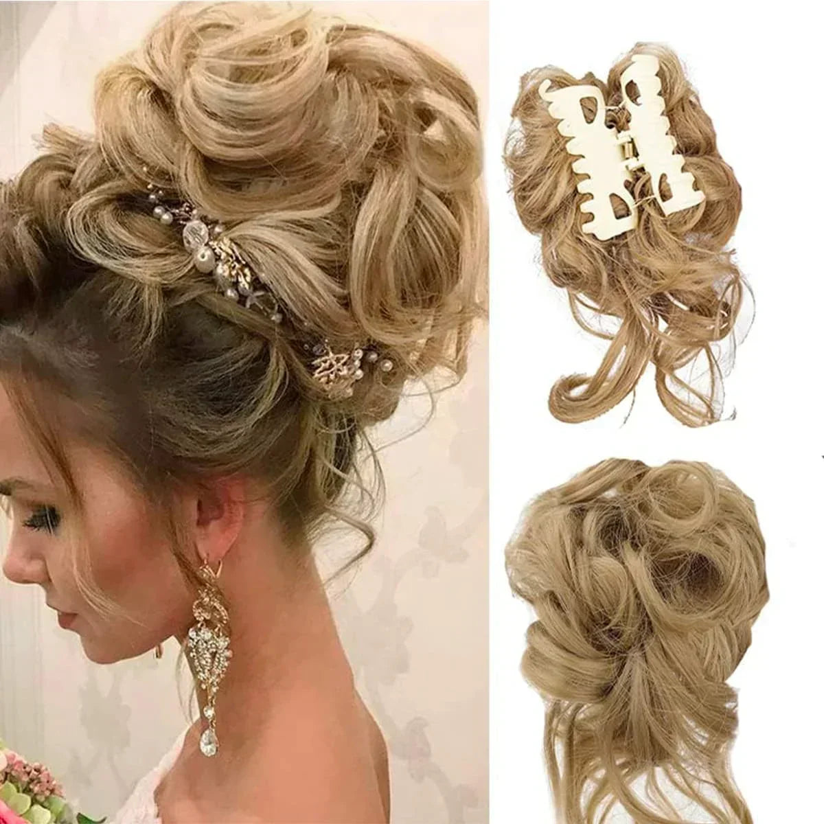 essantials | Curly Hair Bun – Clip-in Hair Piece with Volume and Natural Look