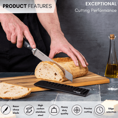 8-Inch Stainless Steel Serrated Bread Knife, Nuovva