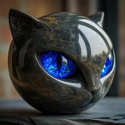 Essantials | NoirCat Sculpture – Black Cat Head with Hypnotic Eyes