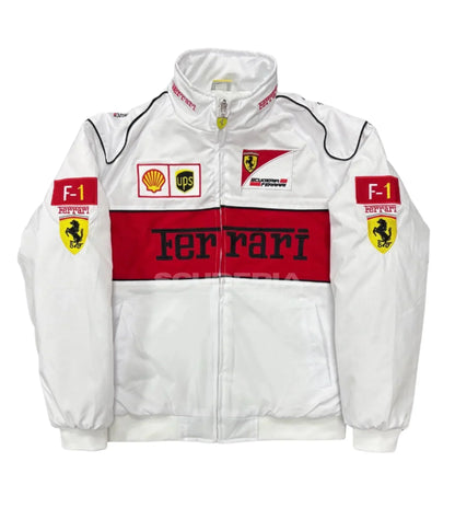 Ferrari F1 Vintage  White Racing Jacket