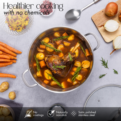 32cm Stainless Steel Stockpot with Glass Lid, Nuovva