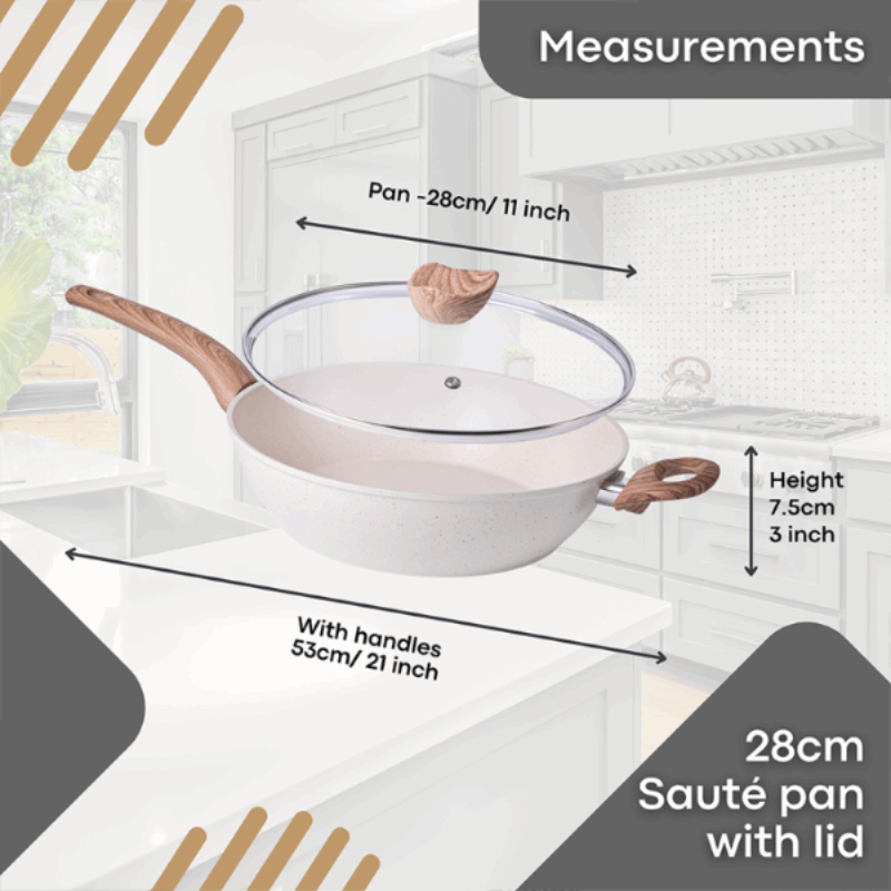 28cm Non-Stick Sauté Pan with Glass Lid, Nuovva