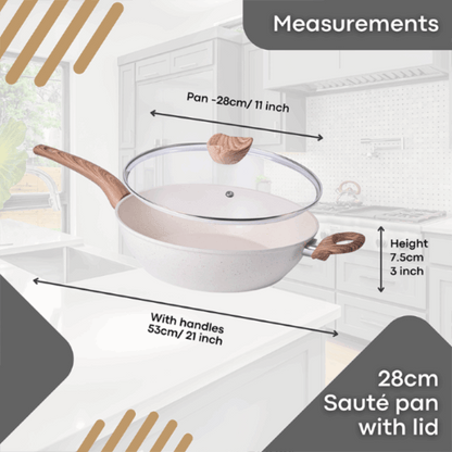 28cm Non-Stick Sauté Pan with Glass Lid, Nuovva