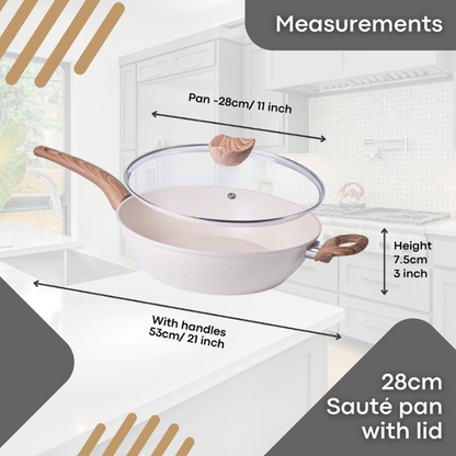 28cm Non-Stick Sauté Pan with Glass Lid, Nuovva