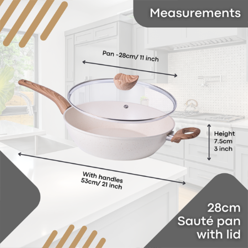 28cm Non-Stick Sauté Pan with Glass Lid, Nuovva