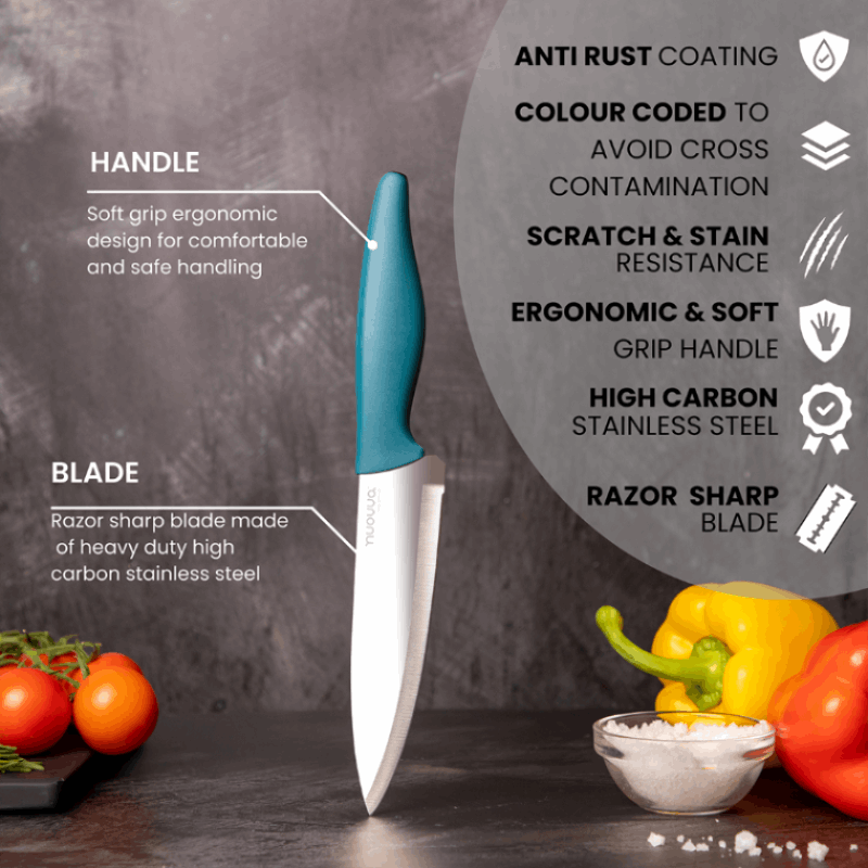 3-Piece Stainless Steel Non-Stick Kitchen Knife Set, Nuovva