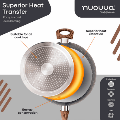 28cm Non-Stick Sauté Pan with Glass Lid, Nuovva