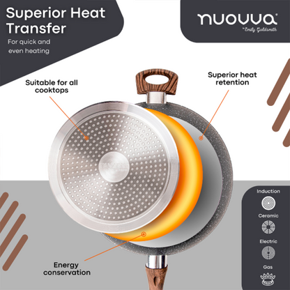 28cm Non-Stick Sauté Pan with Glass Lid, Nuovva