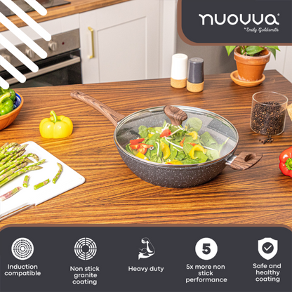28cm Non-Stick Sauté Pan with Glass Lid, Nuovva