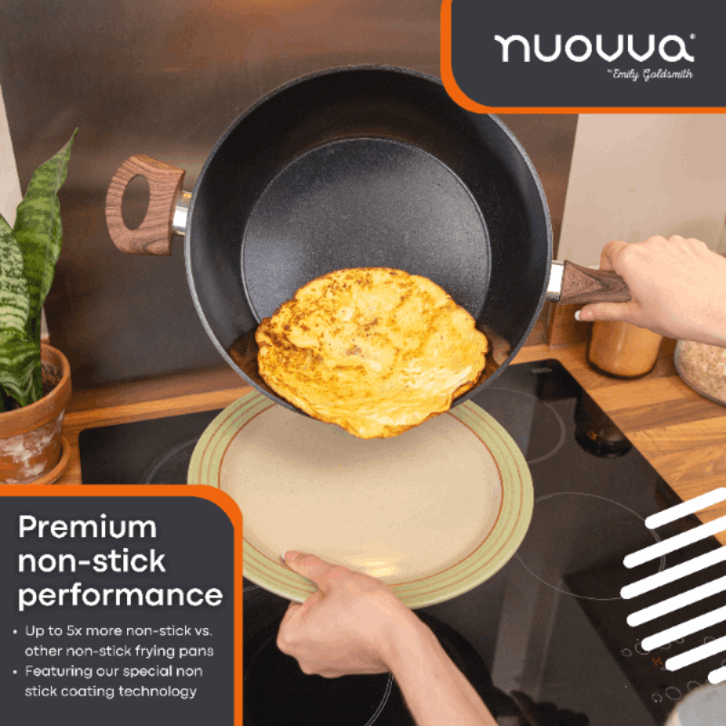 28cm Non-Stick Sauté Pan with Glass Lid, Nuovva