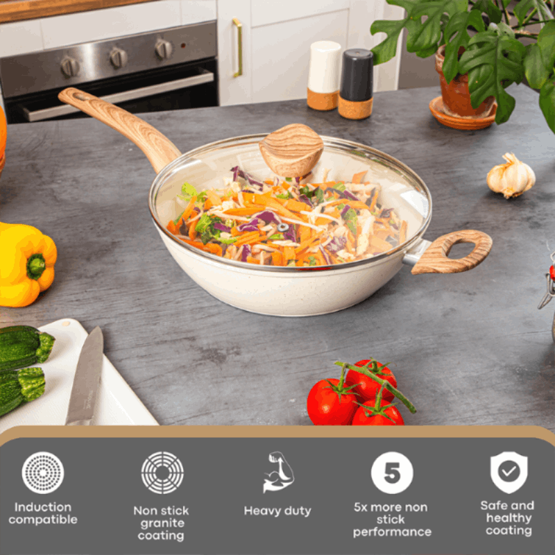 28cm Non-Stick Sauté Pan with Glass Lid, Nuovva
