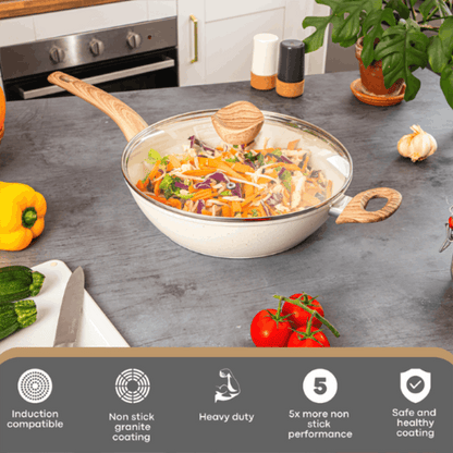 28cm Non-Stick Sauté Pan with Glass Lid, Nuovva