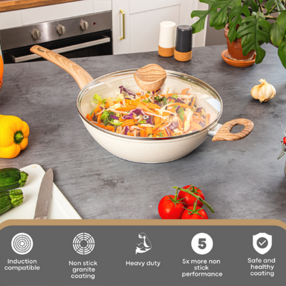 28cm Non-Stick Sauté Pan with Glass Lid, Nuovva