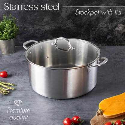 32cm Stainless Steel Stockpot with Glass Lid, Nuovva