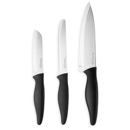 3-Piece Grey Stainless Steel Non-Stick Kitchen Knife Set, Nuovva