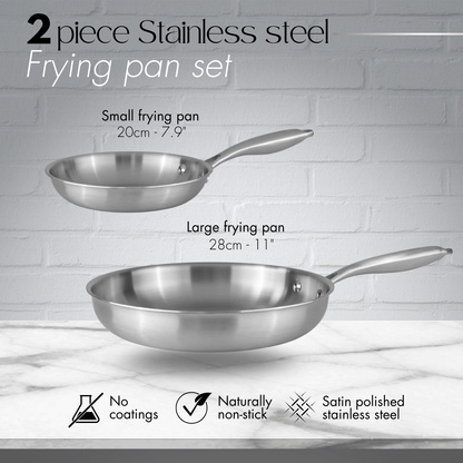 2-Piece Stainless Steel Frying Pan Set, Nuovva