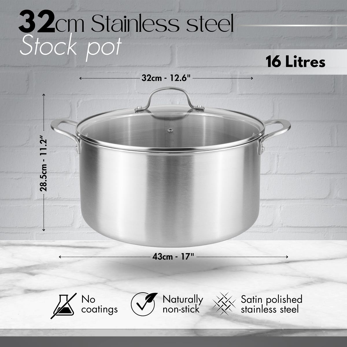 Stainless Steel Shallow Casserole Dish with Lid, Nuovva