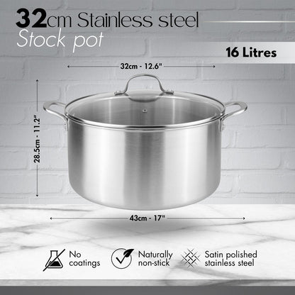 Stainless Steel Shallow Casserole Dish with Lid, Nuovva