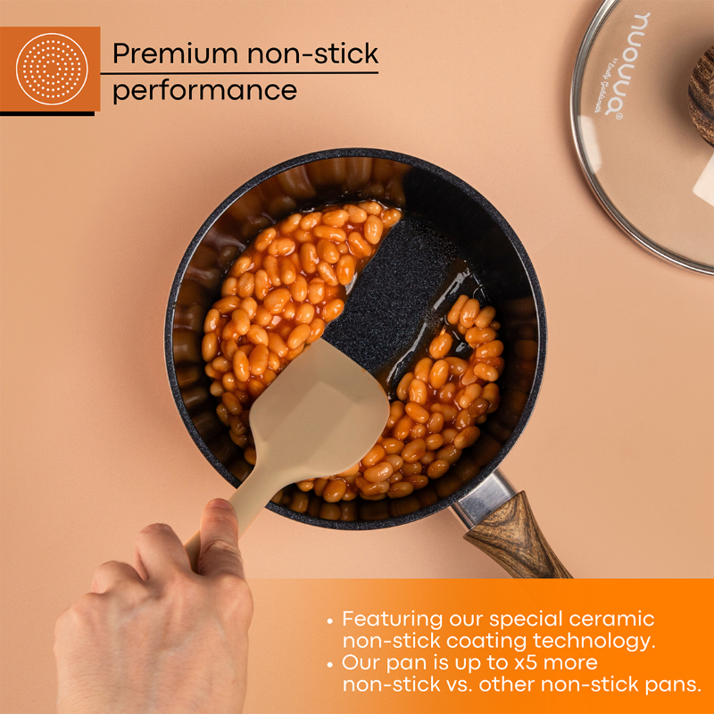 Marble Granite Non-Stick Saucepan with Lid (16cm, 18cm, 2-Piece & 3-Piece), Nuovva